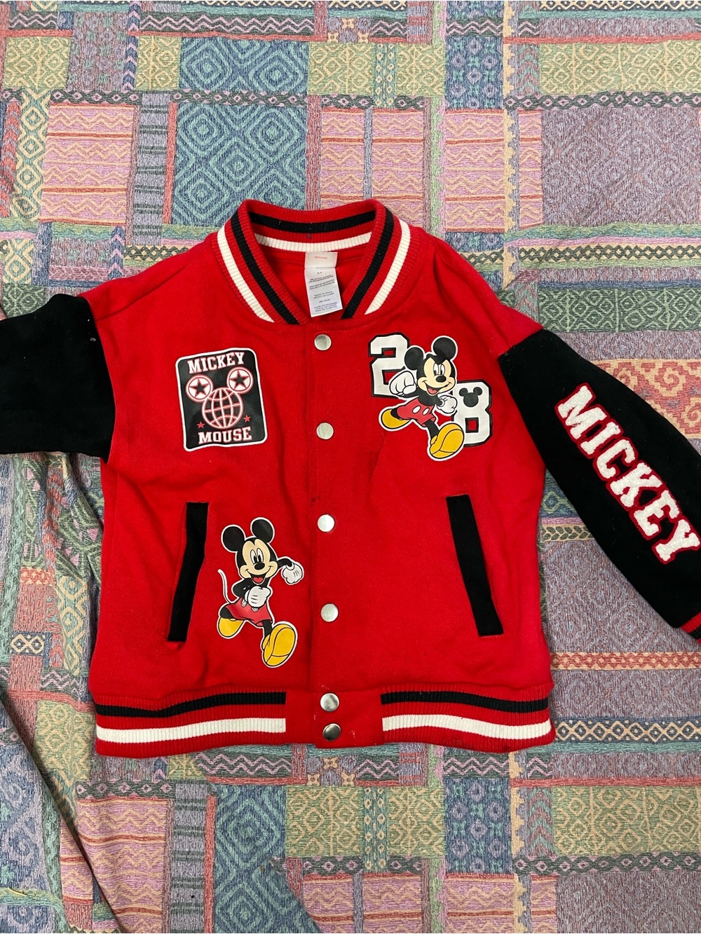 Disney Red & Black Mickey Mouse Varsity Jacket